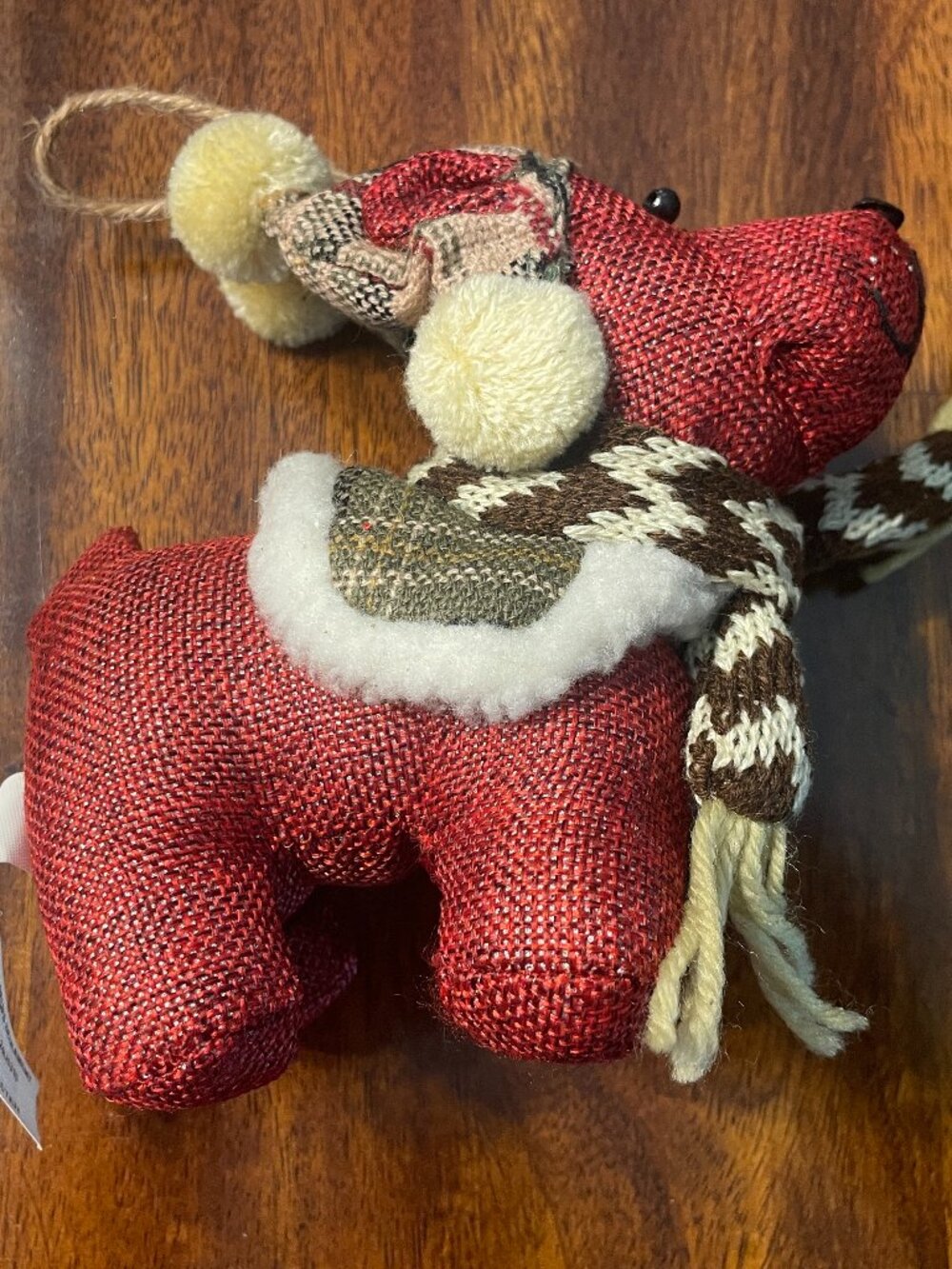Mty International Red Plush Winter Dog W/Scarf Ornament Holiday 6"!